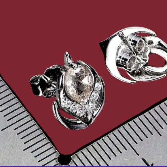 925 Silver Earrings with Natural Oval Morganite 6x4mm Gemstone - Picture 3 of 3